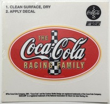 2001 THE COCA-COLA RACING FAMILY OFFICIAL SOFT DRINK OF NASCAR DECAL STICKER NOS picture