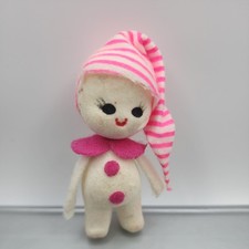 Vintage Japan Christmas Snow Baby PINK Girl Ornament Decor Felt Flocked Stump picture