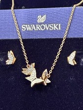 Swarovski Butterfly Necklace & Earrings set in box Retail $114.50 Rose Gold picture