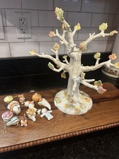 Vintage Lenox Autumn Delights Porcelain Tree & 12 Ornaments Set 2005 picture