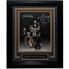 Rudy Ruettiger Autographed Notre Dame (Carried off Field) Deluxe Framed 8x10 Pho picture