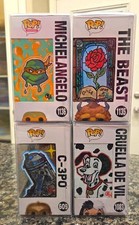 Funko Pop Vinyl Lot of 4 Boxed TMNT Disney Villains Star Wars custom handpainted picture