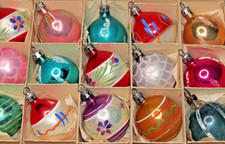 Lot VTG Glass Feather Tree Small Pictured DROP BALL Christmas Ornaments Poland picture