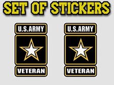 US Army VETERAN Stickers Military Die Cut Decals SET OF 2 adhesive vinyl picture