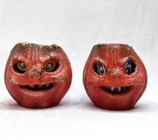 Vintage 1940s Sterling Co Papier-Mache Halloween Pumpkin Jack O'Lanterns picture