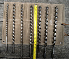 7 VINTAGE AMERICAN SINGLE TWIST SHIPS AUGUR BITS WITH AN OPEN SPIRAL IN EX COND picture