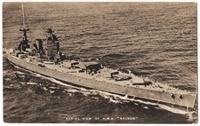 Aerial View Of H.M.S. Nelson Military Battleship antique Tuck's postcard picture