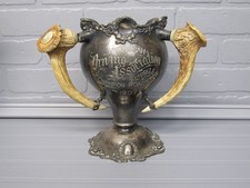 RARE Antique 1907 Wilcox Trophy Three Antler Handles Loving Cup Car Racing picture