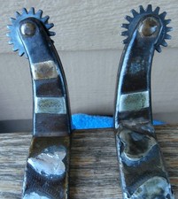 Old Antique Kelly Bros. Iron Heart Design Cowboy Horse Spurs picture