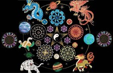 Japanese Futhomani Mandala Four Beasts & Kirin Vintage Japan picture