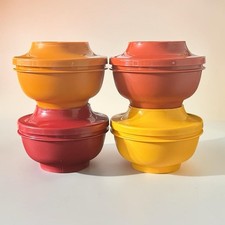 Vintage Tupperware Seal and Serve Bowl & Lids Harvest Colors 1436 Set of 4 NEW picture