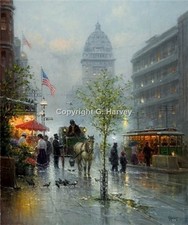 Market Street Trolley by G. Harvey. Artists' Proof # 47/50 RARE CANVAS GICLEE picture