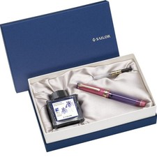 SAILOR Pro Gear Slim Fountain Pen Manyo II Rabbit Ear Iris 14K F w/Ink  Set NEW picture