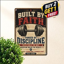 Workout Fitness Gym Motivation Heavy Training Decor Plaque Metal Tin Sign 8x12 picture
