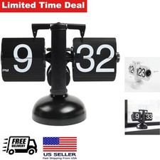 Retro Vintage Desk Clock Black Classical Flip Design AM PM Indicator picture