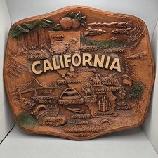 Vintage California Souvenir Wall Hanging Tray Wood Look Resin Landmarks ASMCO  picture