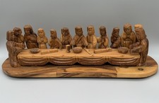 Holy Land Hand Carved Olive Wood Last Supper Jesus Disciples Sculpture Figurine￼ picture