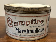 Antique Vintage Campfire Marshmallows 5lb Tin Milwaukee, Wi Cambridge, Mass picture