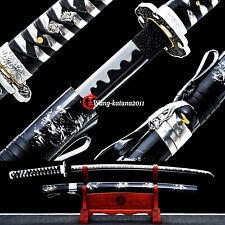 Silver&Black Katana T10 Carbon Steel Japanese Samurai Sharp Functional Sword New picture