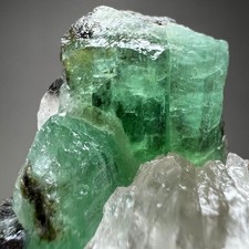 241ct Natural Vivid Green Emerald Crystals, on Quartz Beautiful Specimen Chitral picture