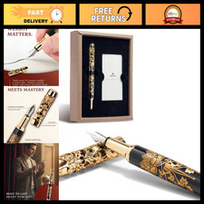 Elegant Gold Lotus Fountain Pen Gift Set - Luxury Writing Instrument & Collector picture