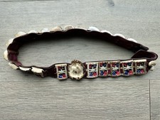 Vintage Carved STAG Horn ANTLER EDELWIESS Flowers Belt With Deer Buckle picture