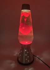 Vtg 70s Lava Lamp Lite STARLIGHT Red Lava Gold Base LAVA WORKS Retro Groovy Cool picture
