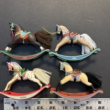 Lot of 4 VTG Hallmark Rocking Horse Christmas Ornament 1990 91’ 94’ 95’ no boxes picture