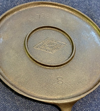 Vintage Griswold Erie 738 #8 Diamond Logo Griddle Antique Rare Smooth 1884-1909 picture