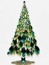 RHINESTONE XMAS TREE STAND VINTAGE ESTATE JEWELLERY ANTIQUE JEWELRY DECORATION picture