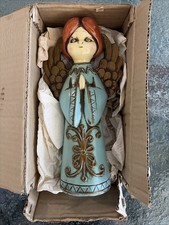 Vintage ARDCO Angel Figurine Paper Mache Christmas Decoration Gold Tone 10” 70s picture