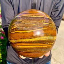 5.51LB Natural Large Gold Tiger’s Eye Stone Quartz Crystal Sphere Specimen Reiki picture