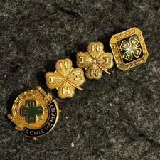 Lot Of 4 Vintage Four H Club 10k Gold Filled Four Leaf Clover 4H Pins picture