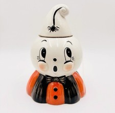 🧡🖤New Johanna Parker Ceramic Ghost Canister Halloween Cookie Jar HTF picture