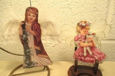 TWO BRADFORD EDITION PORCELAIN ANGEL ORNAMENTS GENTLE HUGS & PATIENCE/ NUMBERED picture