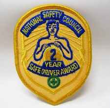 National Safety Council Patch Safe Driver Award 2 Year Vintage Gold Shield picture