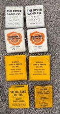 SAND/GRAVEL vintage advertising clips concrete / paired matches. Lot Of 8 picture