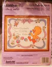 Vintage Janlyn Suzy’s Zoo Counted Cross Stitch Baby’s Friends Birth Announcement picture