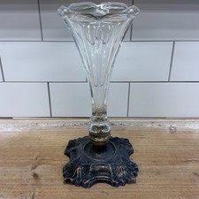 Heisey Trumpet Vase Cast Metal Base Antique c.1920s picture