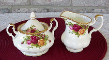 Vintage Royal Albert Old Country Roses Sugar and Creamer Set England 1962 picture