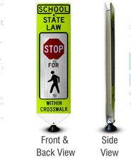 State Law Stop For Pedestrian Within Crosswalk Traffic Sign Double Sided Y4938 picture