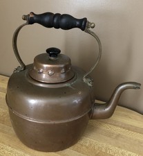 Antique Vintage Solid Copper Simplex Tea Kettle Pot w Rustic Patina - England picture