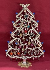 Large Czech Handcrafted Rhinestone Christmas Tree Vintage Signed Bijoux M.G. picture