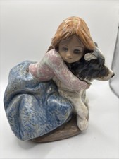 Lladro #4827 Caressing a Little Calf Girl Porcelain Figurine Retired Spain picture