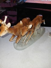 Vintage Royal Dux Bohemia Deer Figurine Buck & Doe Porcelain Czech 7.75” picture