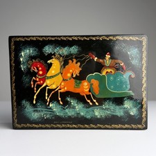 Vintage Palekh Russian Lacquer Box “Troika” Hand Painted Signed Authentic picture