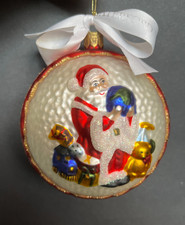 Waterford Holiday Heirlooms blown glass Santa ornament with toys & globe 4 inch picture