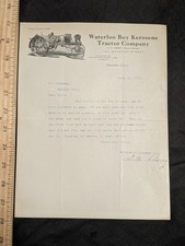 rare HTF Antique Historical 1918 Waterloo boy kerosene tractor letter head.  picture