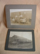 2) Antique Railroad Cabinet Card Photos Hand Car & Tool Cars Photo Pair picture