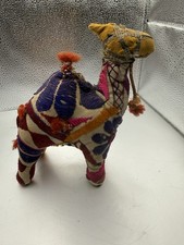 Vintage Handmade Indian Camel Figurine Hand Embroidered Cotton Folk Art picture